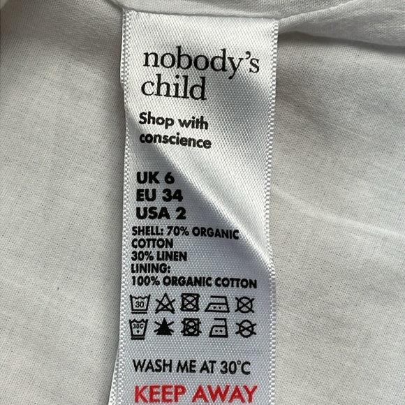 New Nobodys Child Piper Linen Blend V Neck Shift Dress Beachy White Sz 2 - Picture 11 of 11